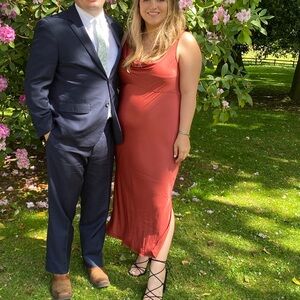 Red midi satin dress